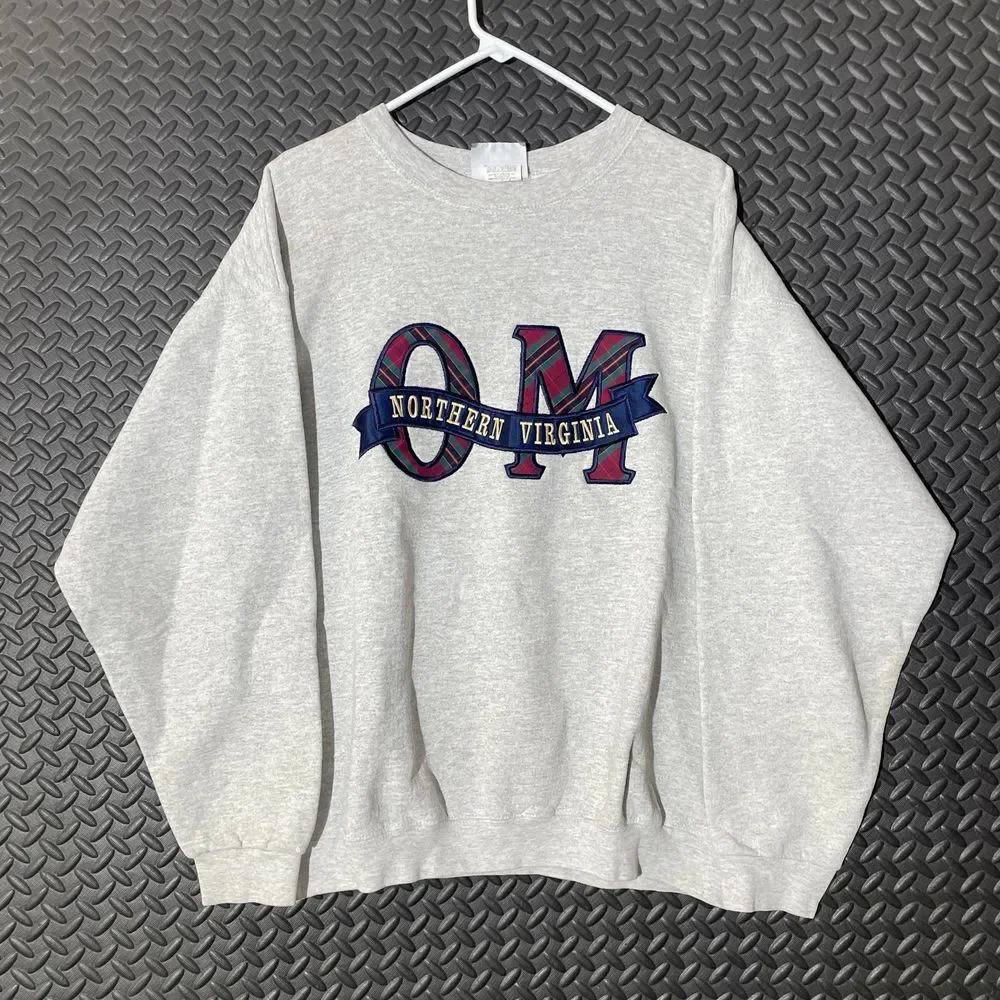 Vintage Northern Virgina Lee Ultra Weight Made In USA Gray Pullover Sweater Sz L
